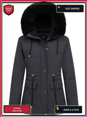 Women's Winter Puffer Coat Thicken Fleece Lined Down Jacket Warm